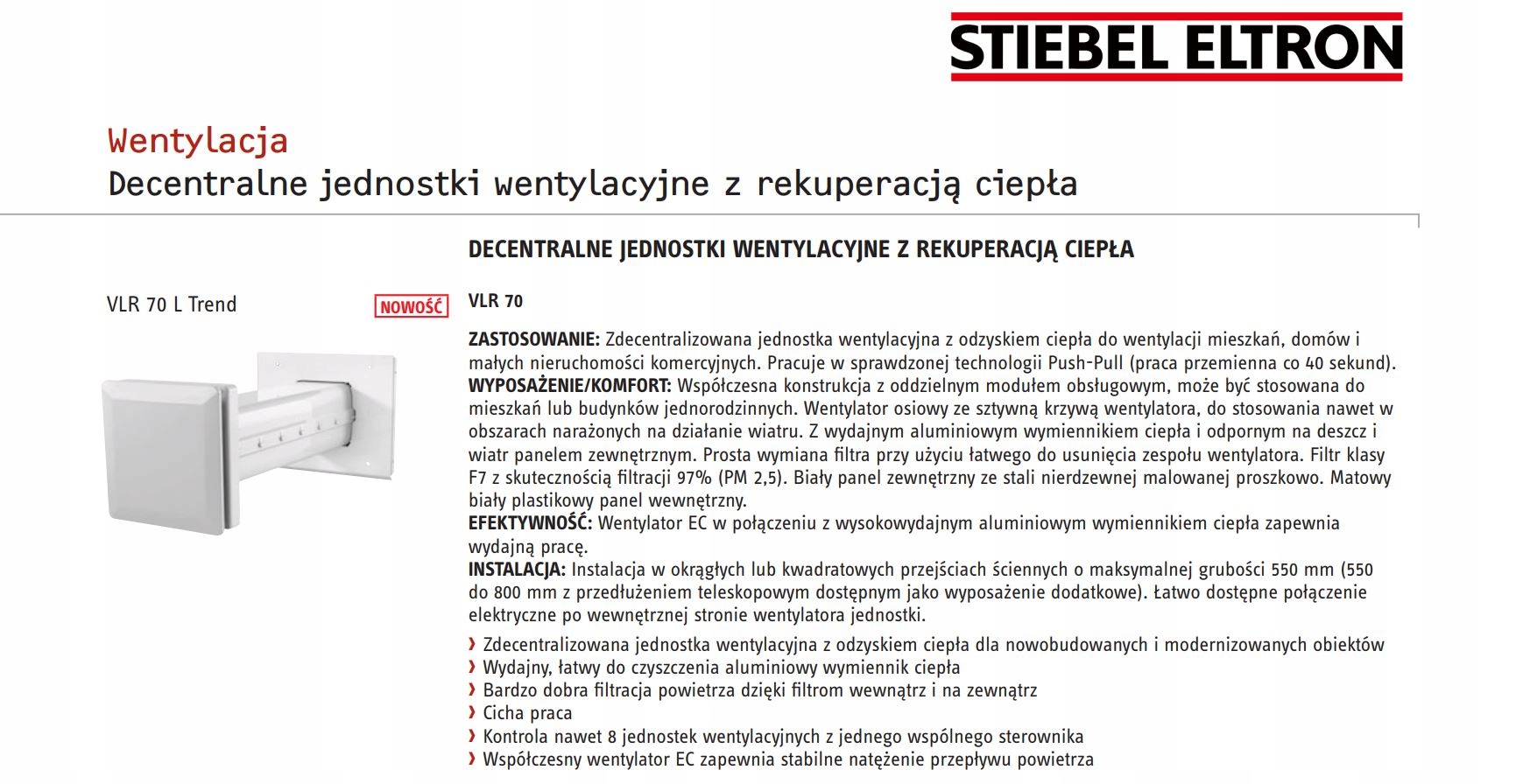 CLR 70 L Trend - rekuperator kanałowy